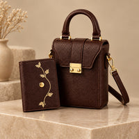 Box Sling Bag with Mini Wallet (Brown)