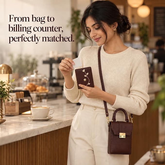 Box Sling Bag with Mini Wallet (Brown)