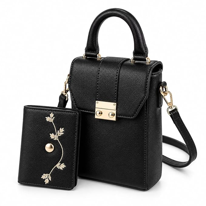 Box Sling Bag with Mini Wallet (Black)