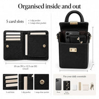 Box Sling Bag with Mini Wallet (Black)
