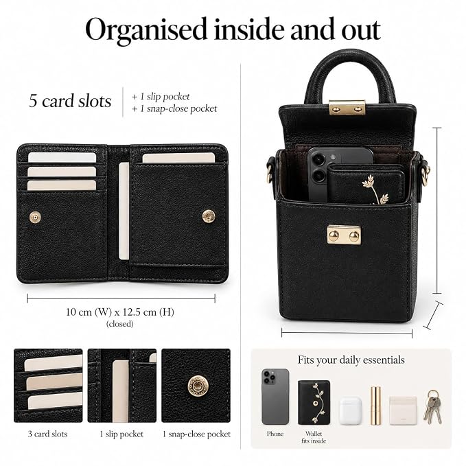 Box Sling Bag with Mini Wallet (Black)