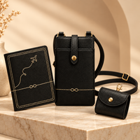 Black Yatra three-piece travel set — AI studio image